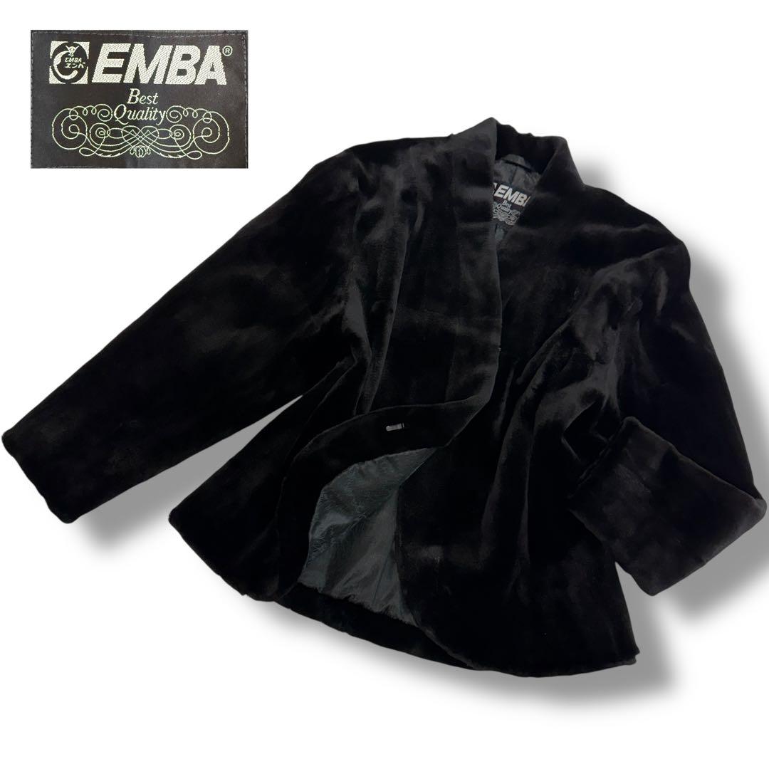 エンバ 1995 毛皮 リアルファーコート シェアードミンク ノーカラー 総柄