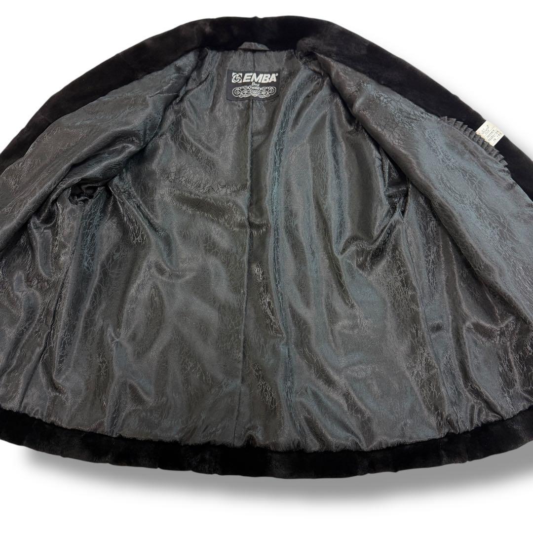 エンバ 1995 毛皮 リアルファーコート シェアードミンク ノーカラー 総柄