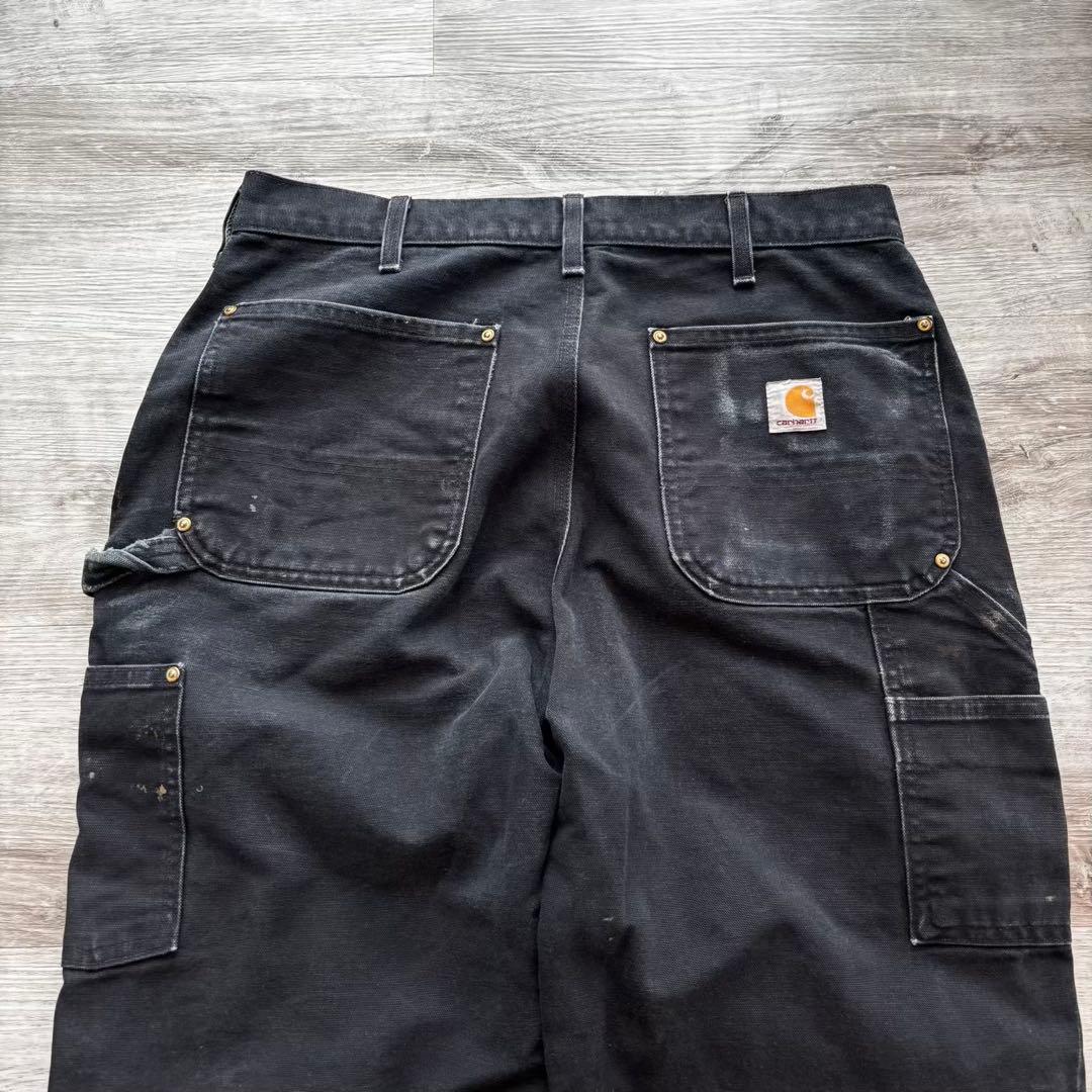 【USA製】カーハートダブルニー B01ブラック W34 墨黒フェード #624