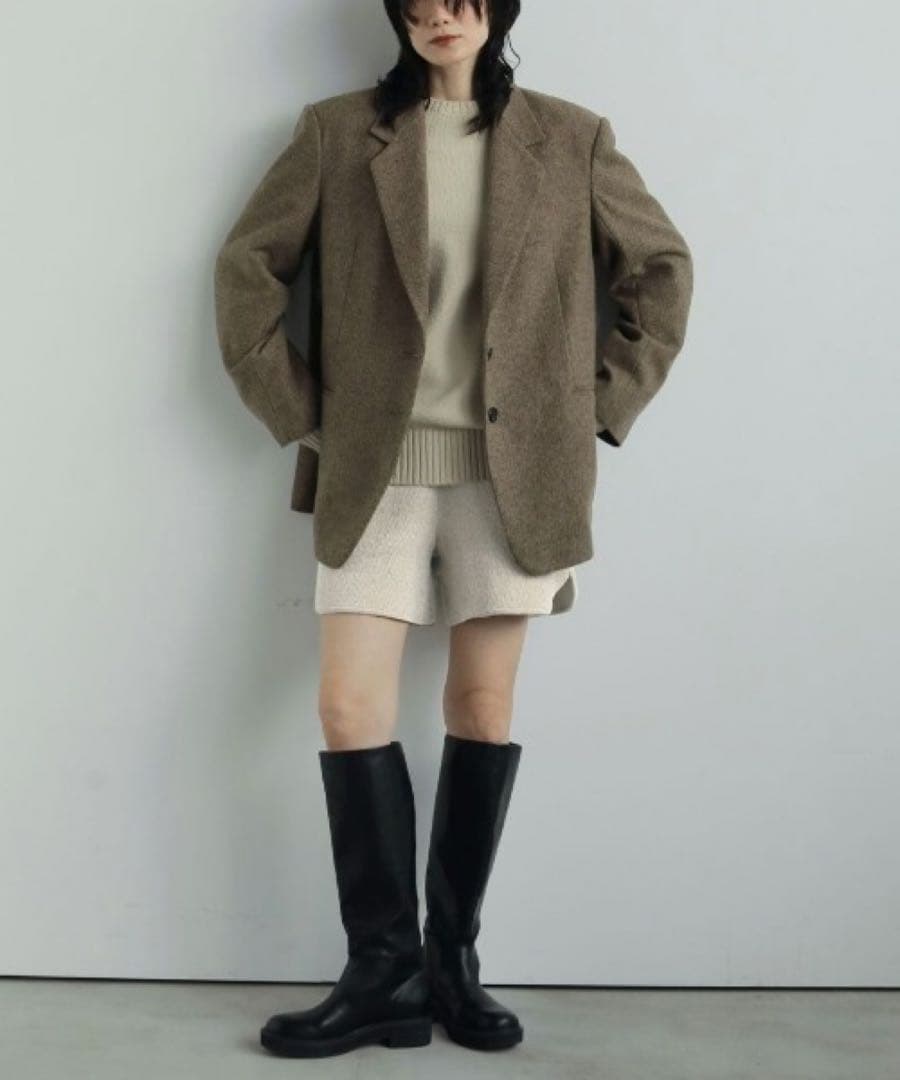 anuke Herringbone Wool Jacket ベージュ