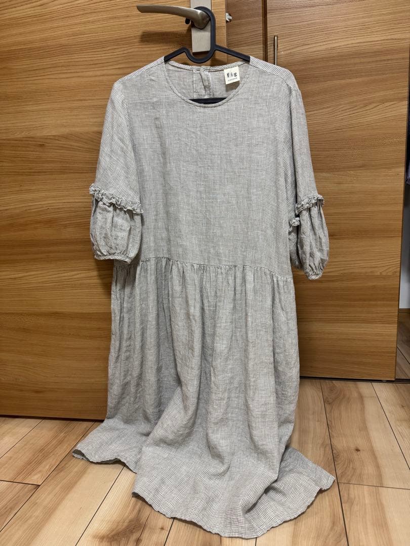 トップス fig London LINEN gingham mini dress