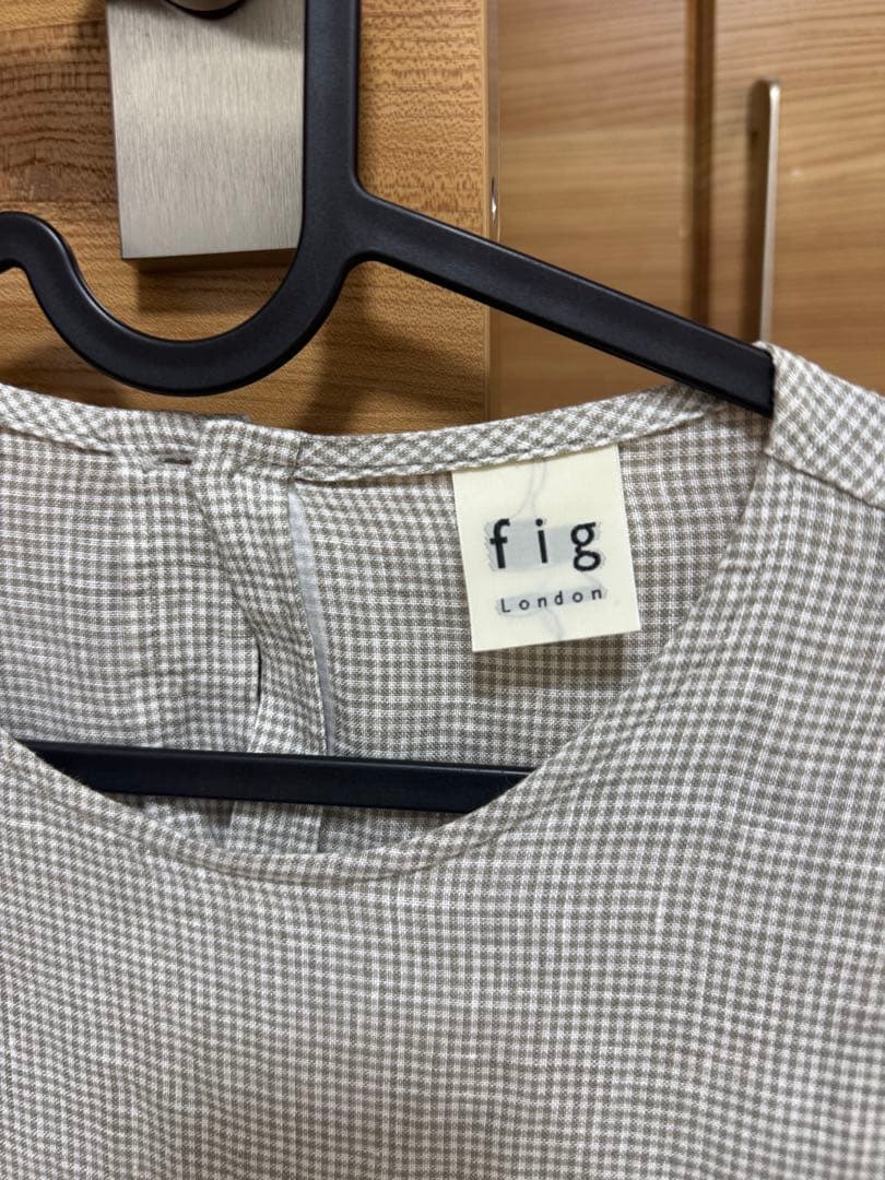トップス fig London LINEN gingham mini dress
