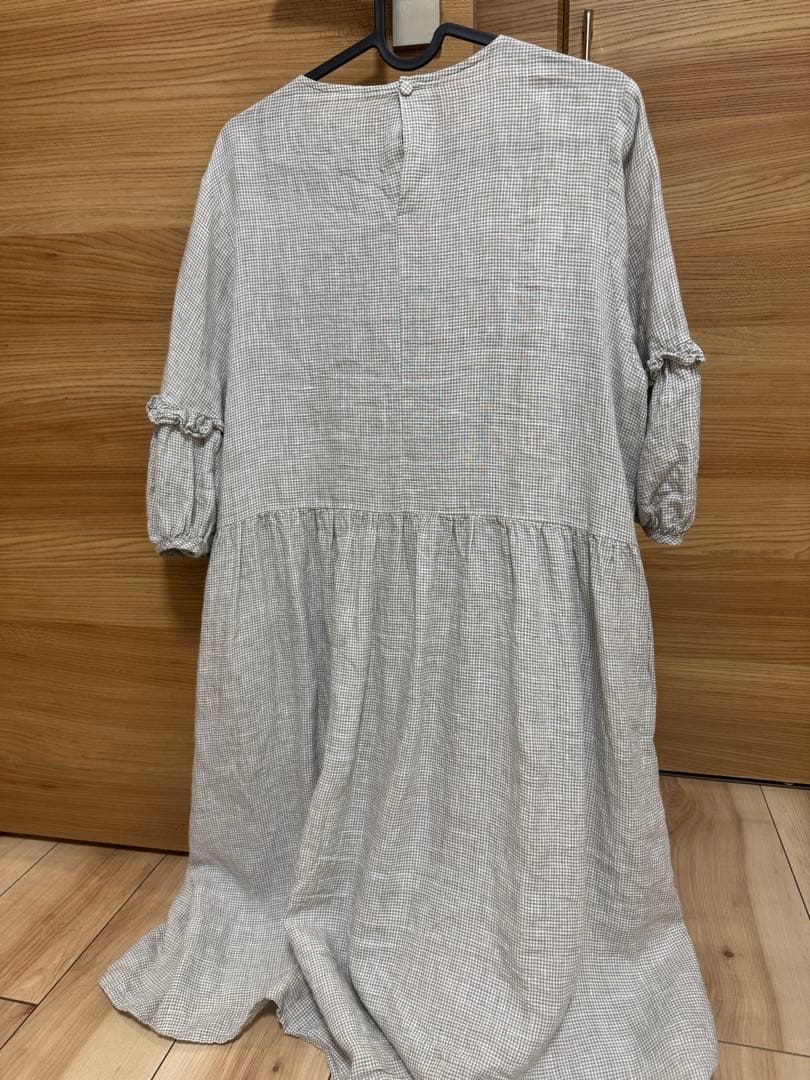 トップス fig London LINEN gingham mini dress