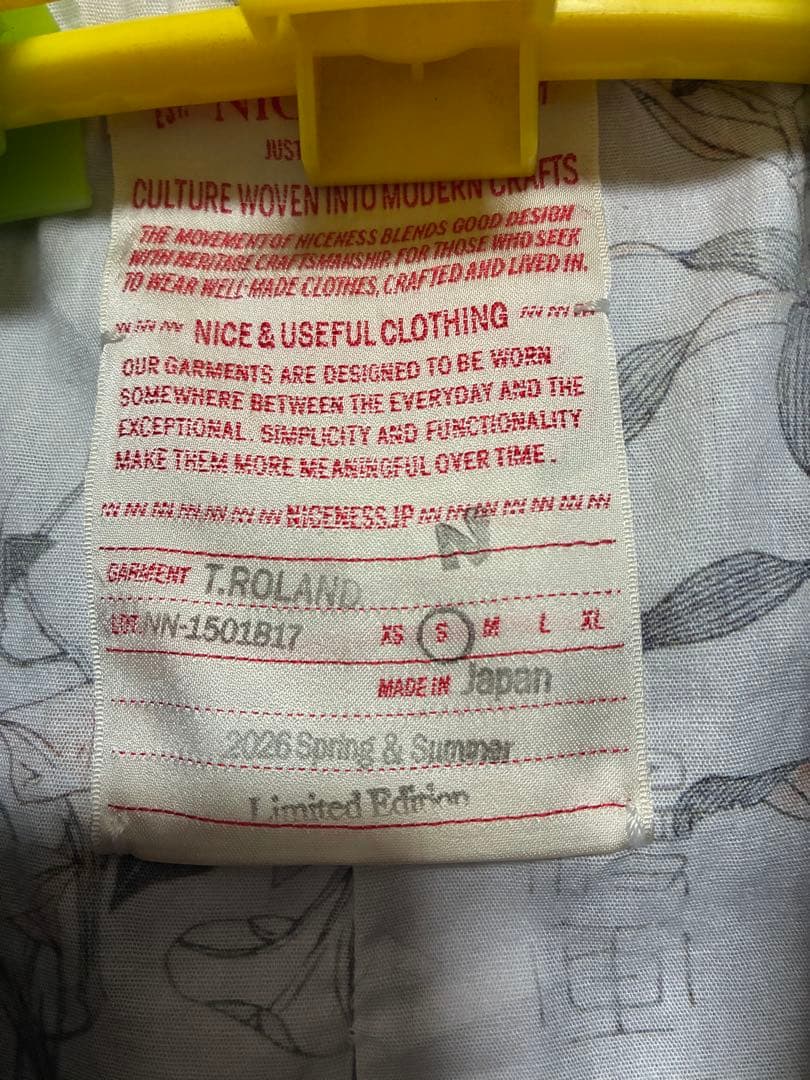 26SS NICENESS ナイスネス T.ROLAND NN-1501B17