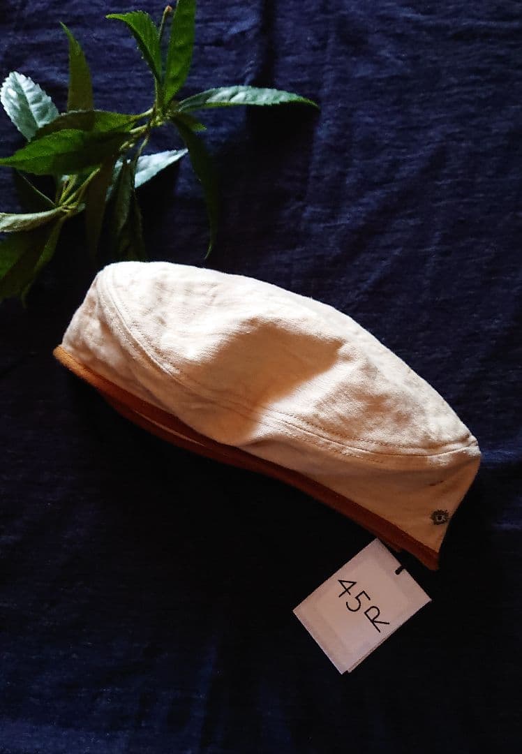 45R☆リネンヘリンボンのベレー/ナチュラルベージュ♪