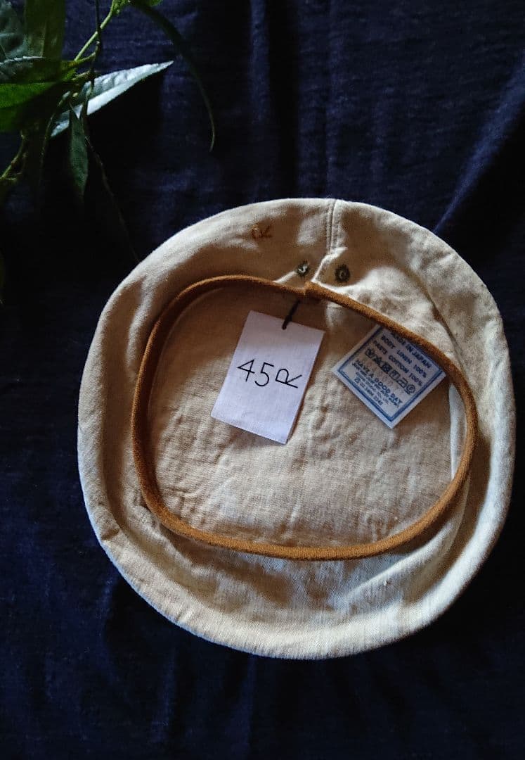 45R☆リネンヘリンボンのベレー/ナチュラルベージュ♪