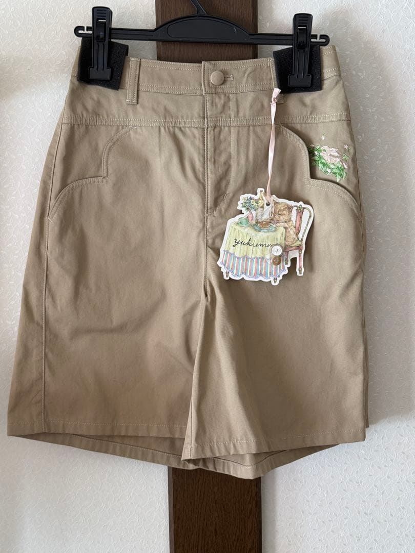 yukiemonうさぎ刺繍ハート型ポケット ショートパンツ