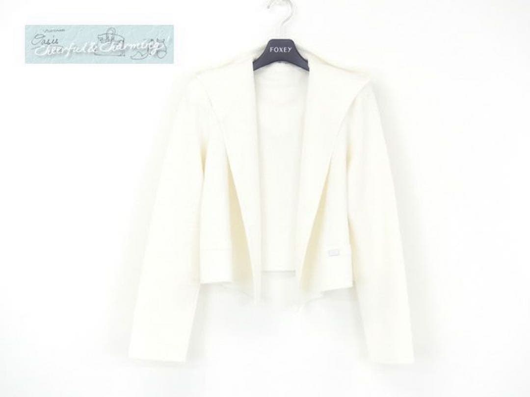 フォクシー ブティック リネンフーディパーカー白　40タグ付き新品