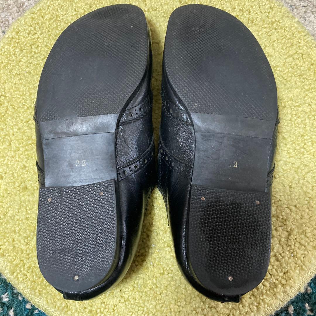 希少コムデギャルソントリコ　メダリオンシューズ皺加工22黒