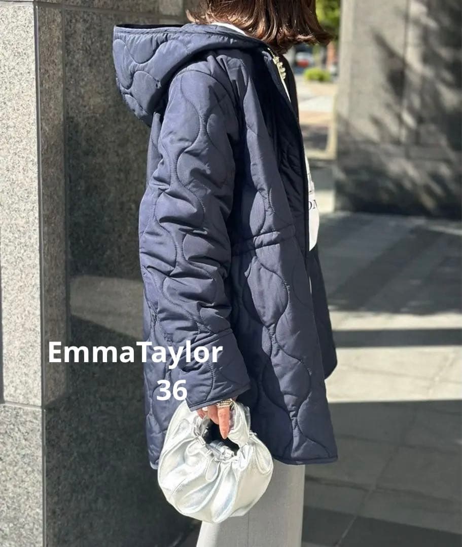 EmmaTaylorミリタリーキルティングドロストハーフコート　ネイビー（36）