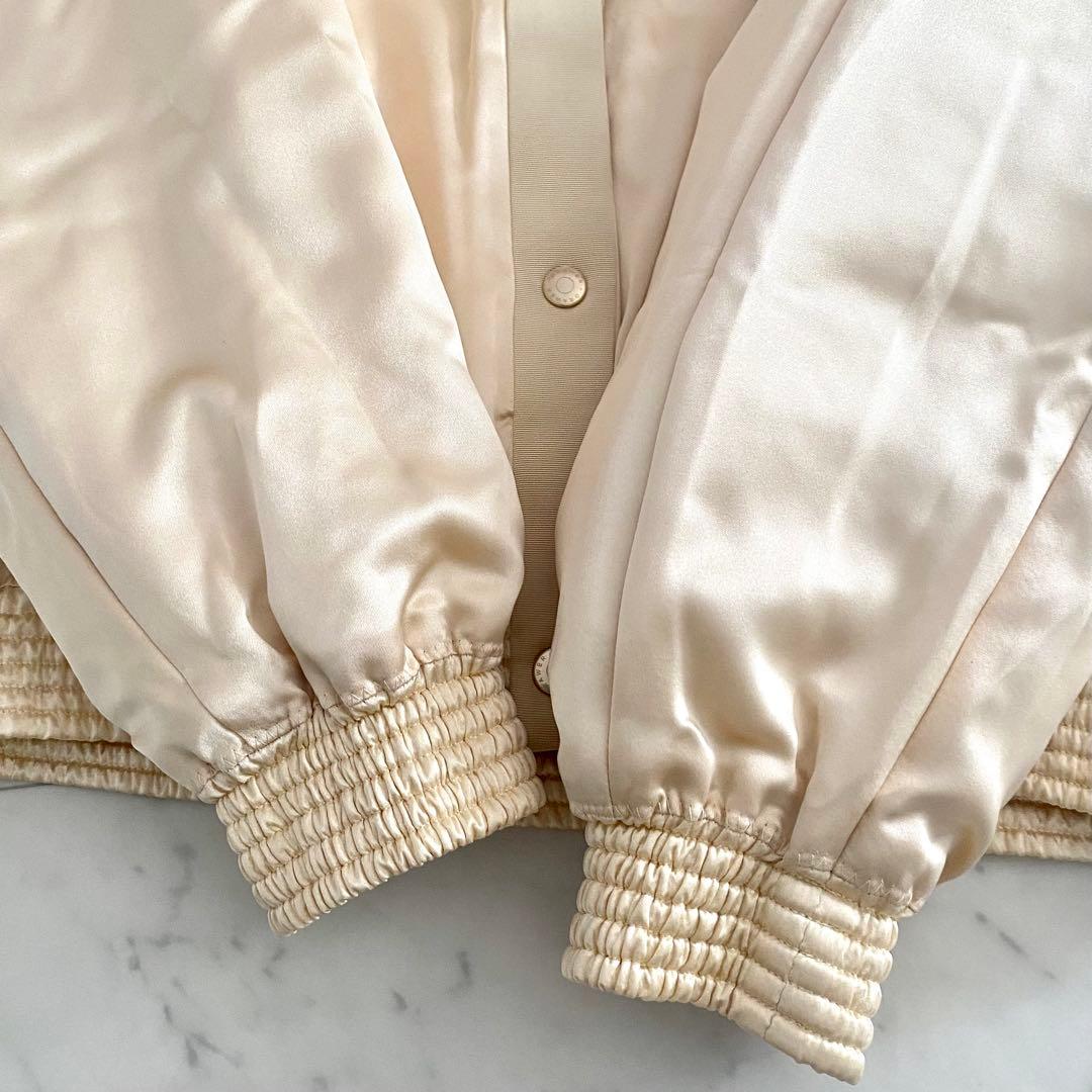 美品 ドゥロワー シルクポリエステルキルトジャケット リアルダウン ロゴma1