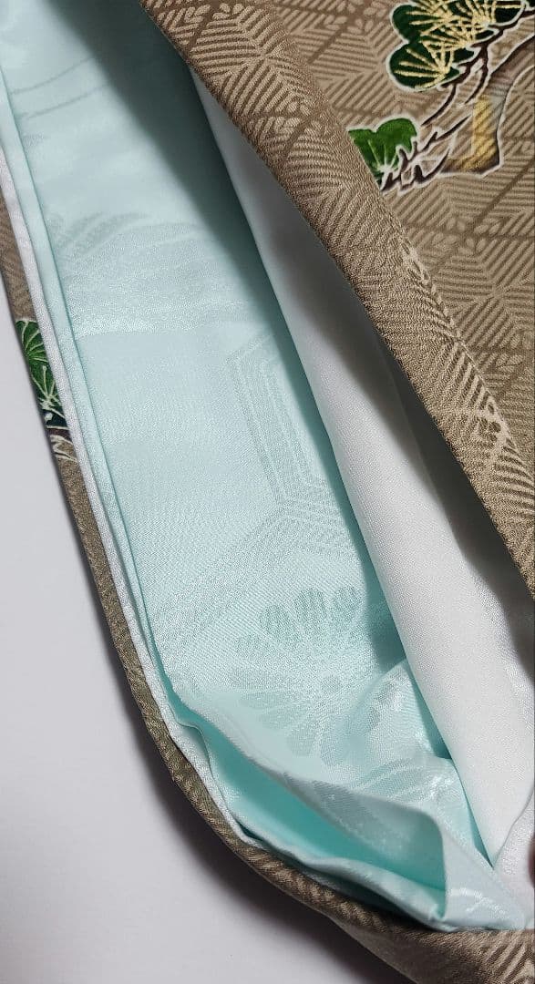 未使用　正絹　お宮参り　七五三　産着　初着　祝着　チェック　男の子　子供用着物