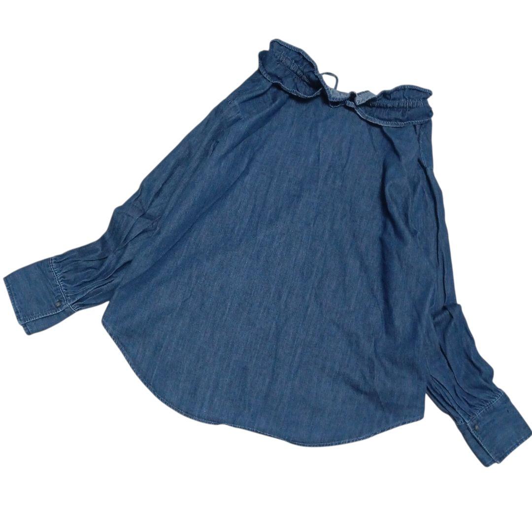 未使用★ノーリーズ★RM denim★リエミラー★フリルギャザーデニムブラウス