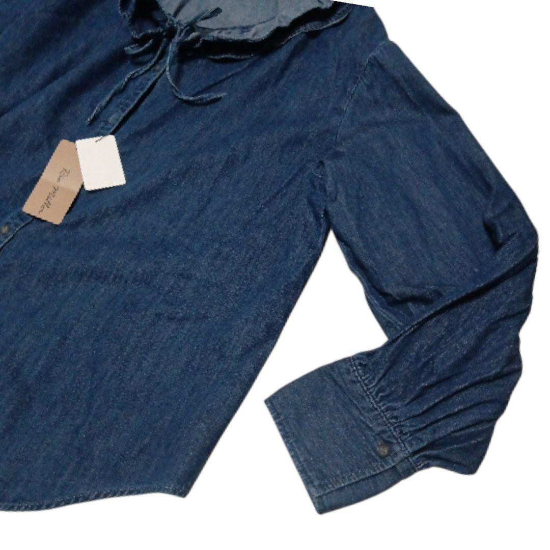 未使用★ノーリーズ★RM denim★リエミラー★フリルギャザーデニムブラウス