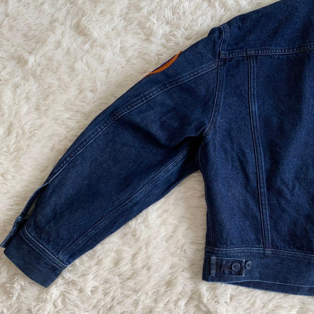 美品☆ワンダフルワールド くま刺繍ワッペン デニムジャケット カネコイサオ