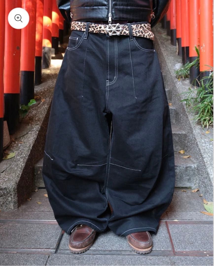 パンツ BELVET Pleated Wide-Leg Baggy Pants
