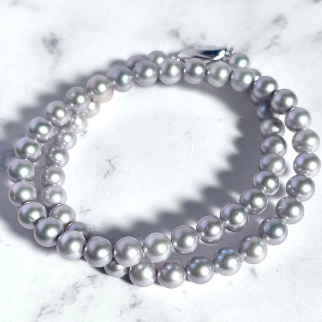 極上の照り✨銀座ジュエリーマキ　あこや本真珠 7mm珠 シルバーパールネックレス
