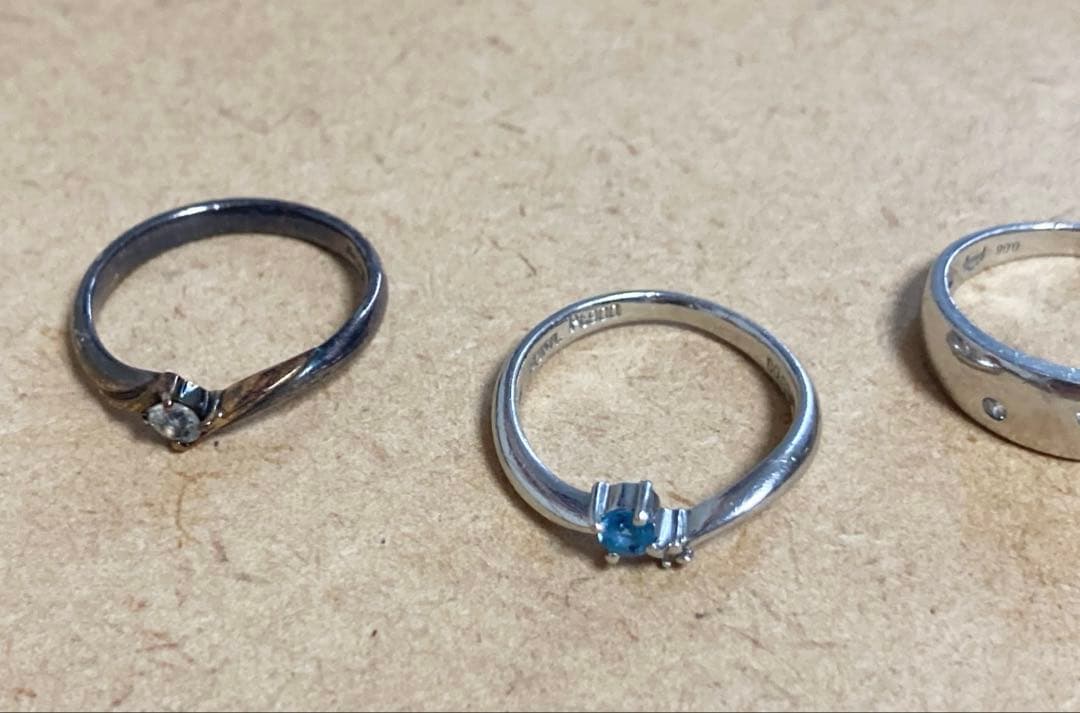 プラチナ、シルバー、純銀、指輪＋イヤリング、ビーズ指輪