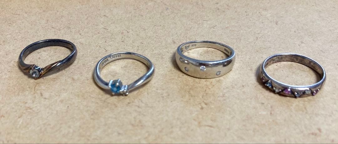 プラチナ、シルバー、純銀、指輪＋イヤリング、ビーズ指輪