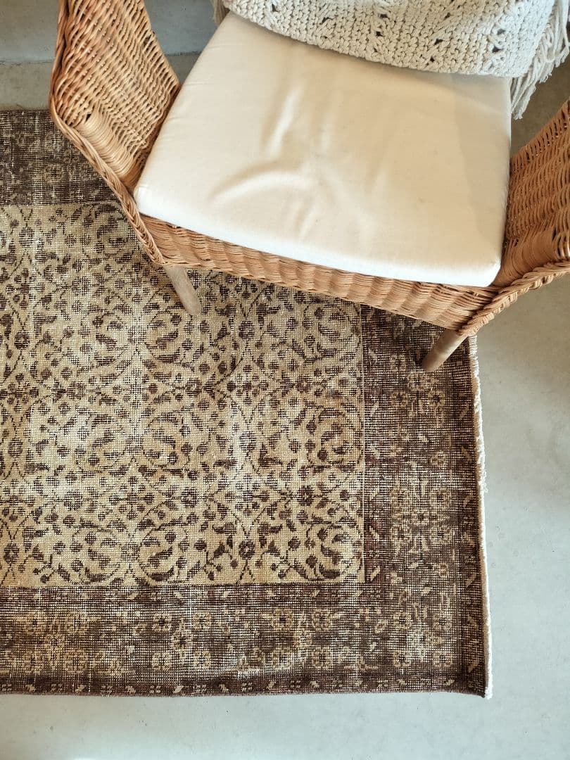 【napさま専用】ベージュとココアブラウン　フラワーラグNo.720