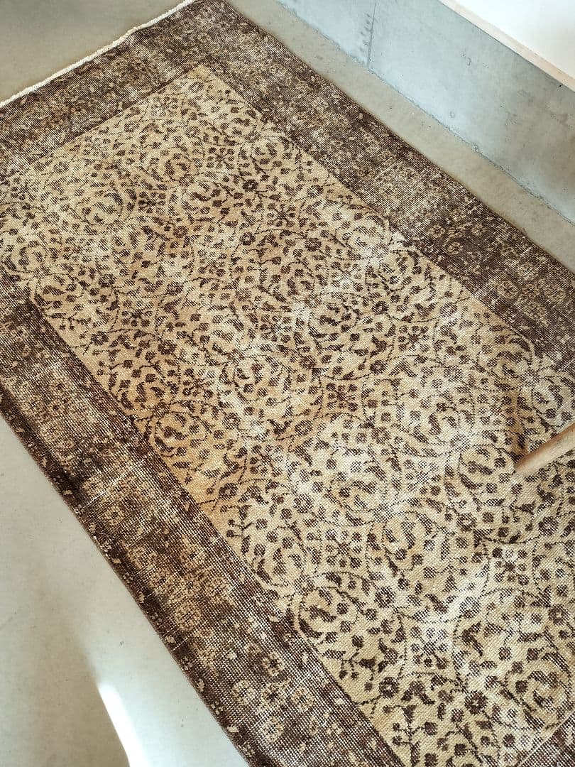 【napさま専用】ベージュとココアブラウン　フラワーラグNo.720