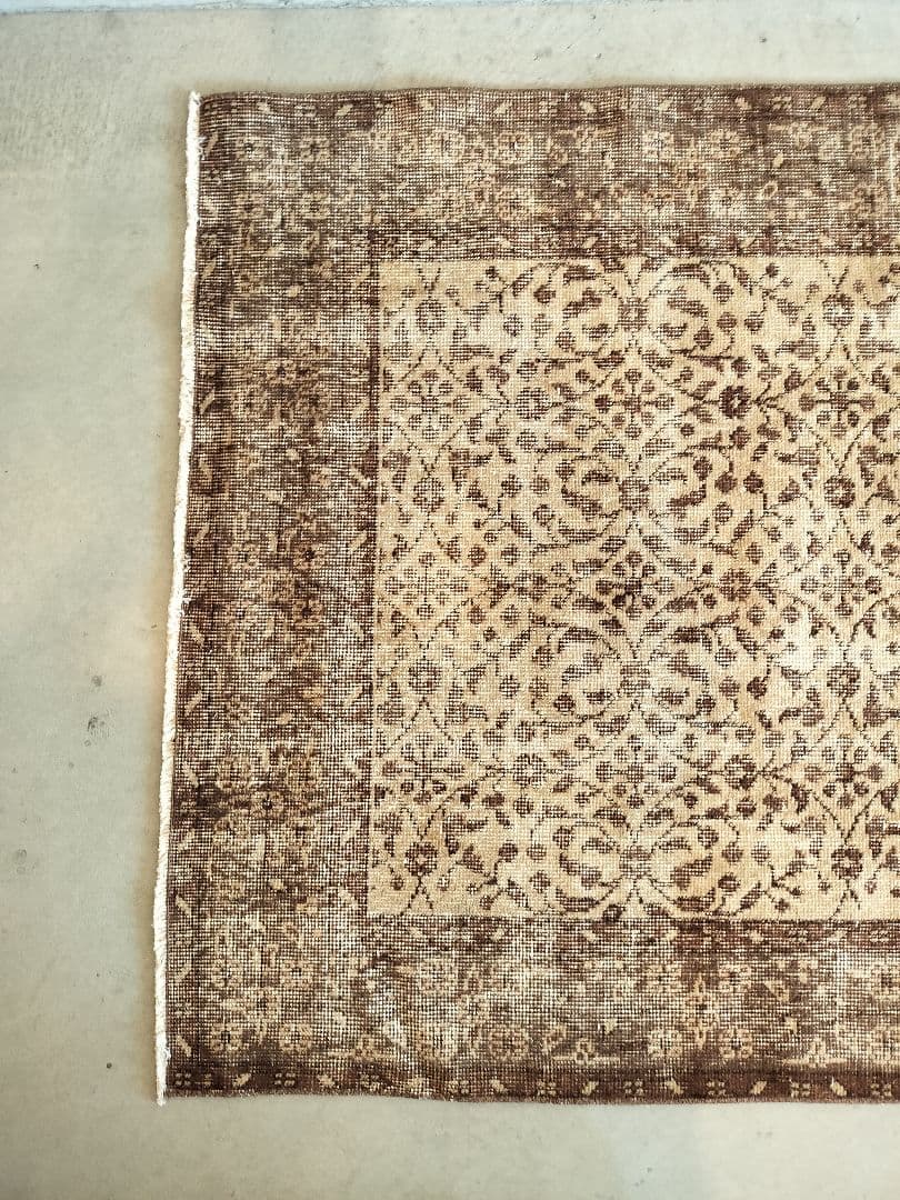 【napさま専用】ベージュとココアブラウン　フラワーラグNo.720