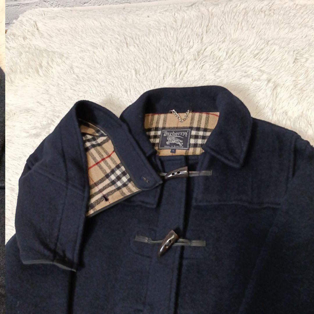 希少■Burberrys ウール ダッフルコート ネイビー ノバチェック 英国製
