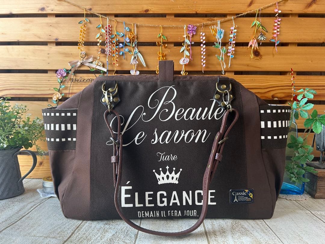 ともりん♡ニューム口金バッグ♡英字おとこ前 イケメンバッグ