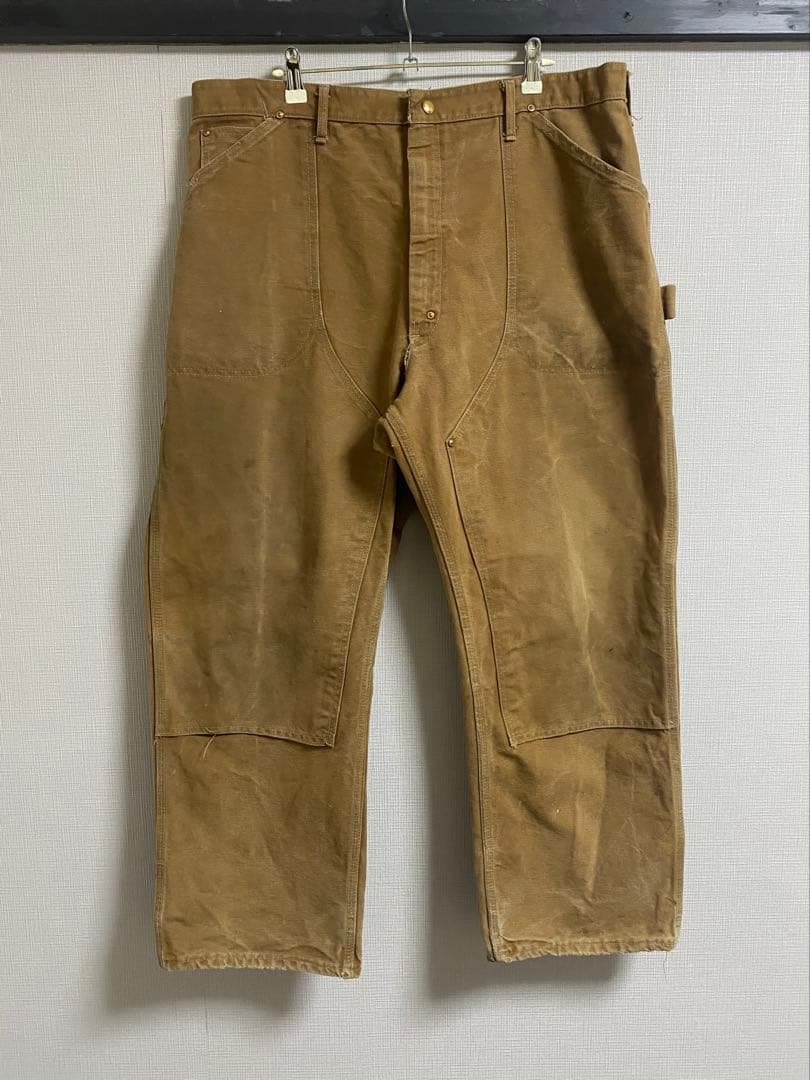 60s Carhartt デカCロゴ ダブルニー ブラウンダック W38xL30