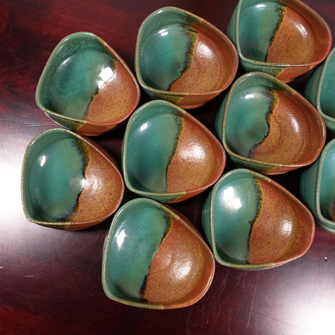 現代上野焼の第一人者 16代 熊谷保興 掛分向付 10客 共箱