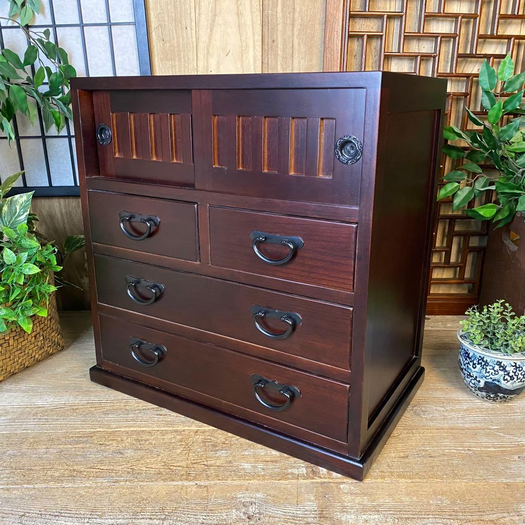 民芸家具桐無垢多引き出しチェスト二点セット木製多収納飾り棚工具棚裁縫棚箪笥タンス