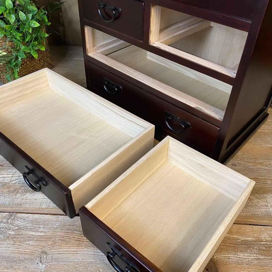 民芸家具桐無垢多引き出しチェスト二点セット木製多収納飾り棚工具棚裁縫棚箪笥タンス