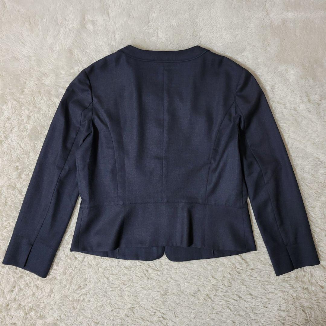 美品✨　23区　スカートセットアップ　ノーカラー　ウォッシャブル　紺　XL　42