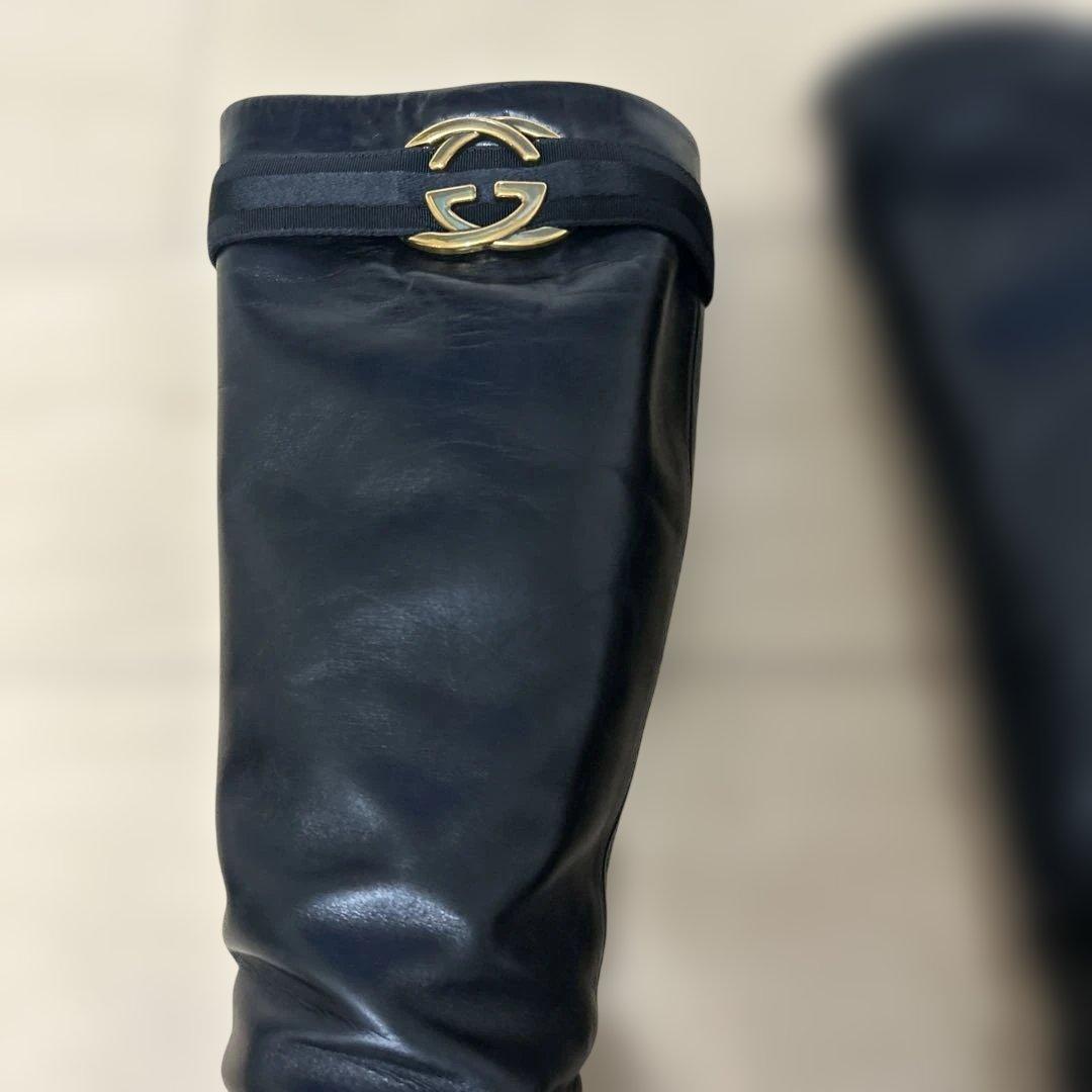 l*a様 GUCCI ブラックレザー ロングブーツ