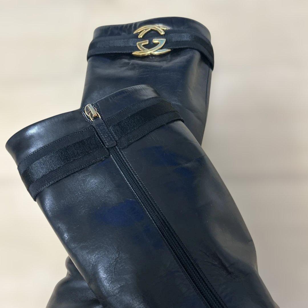 l*a様 GUCCI ブラックレザー ロングブーツ