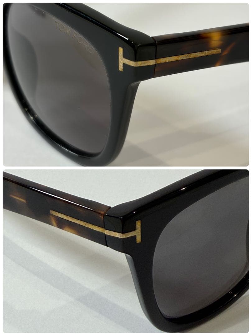 【美品】トムフォード TF211 ウェリントン型サングラス べっ甲/黒 ケース付