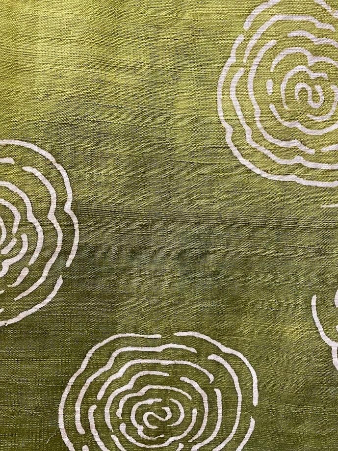 筒描き手染め暖簾【渦潮】麻のれん　巾80×181cm　本染　一点物　アンティーク