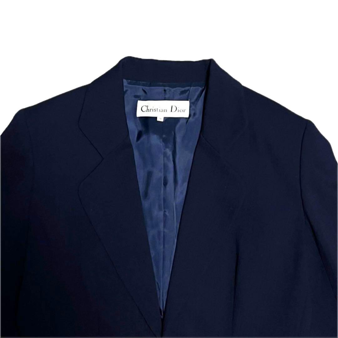 Christian Dior テーラードジャケット ゴールド金具 ネイビー M