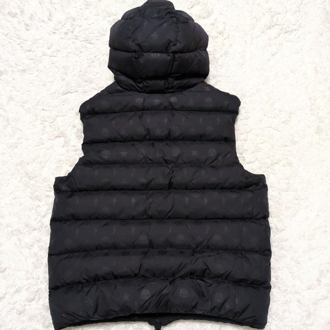 DUVETICA×HYDROGEN♦総柄 ダウンベスト フード riri 黒50