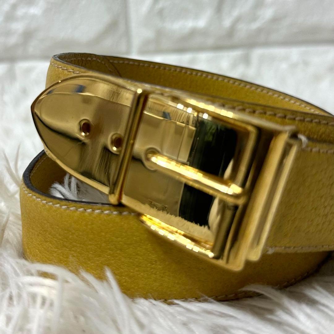 ⭐️極美品⭐️GUCCI ゴールドバックル　レザーベルト　希少デザイン