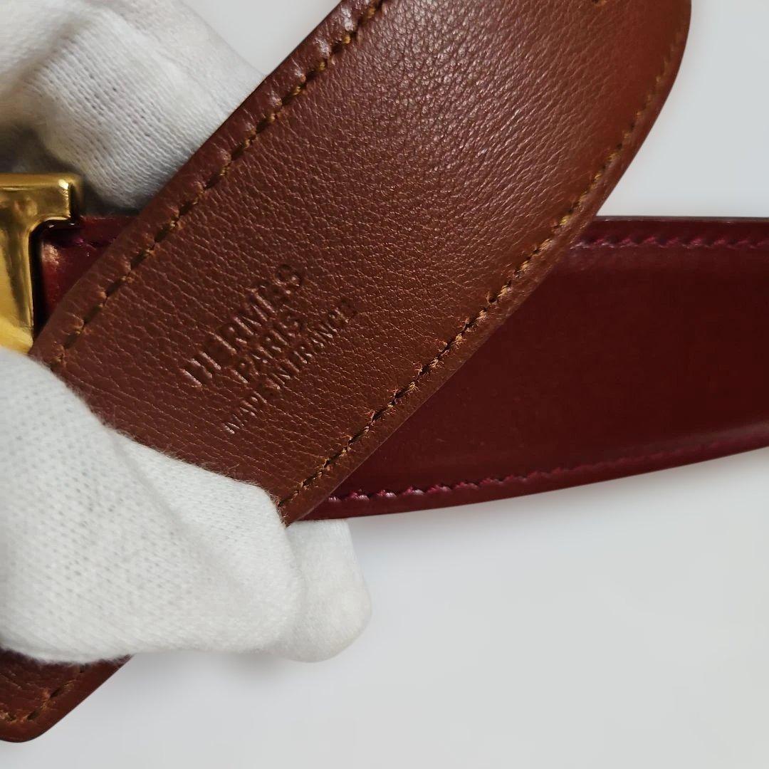 ❤エルメス　H型ゴールドバックル　 リバーシブルベルト75美品❤