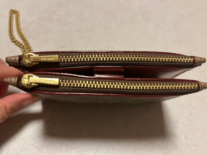 COACH コーチ ジップ チェーン カード ケース シグネチャー キャンバス