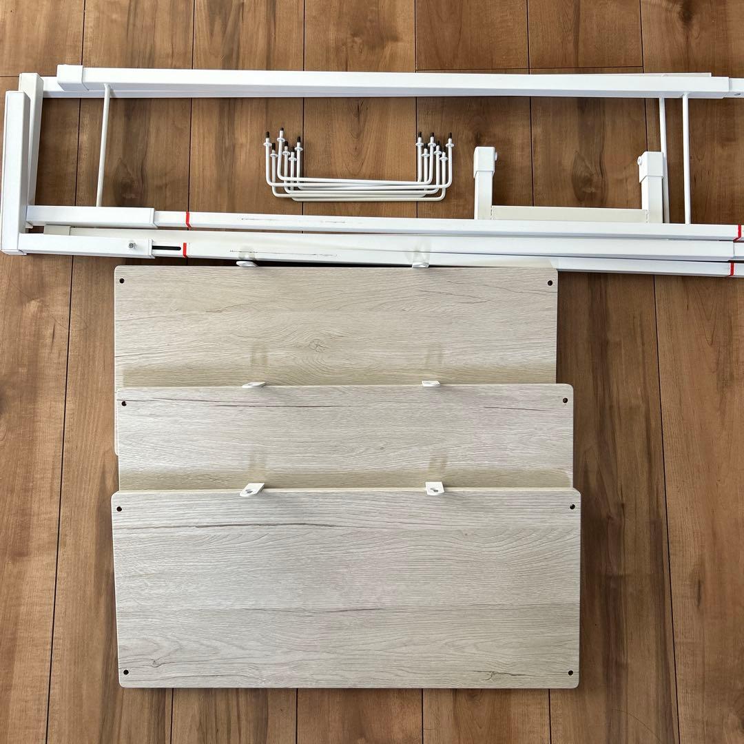 突っ張り洗濯機ラック ホワイトウォッシュ BH07 洗面台ラック 洗濯機上収納