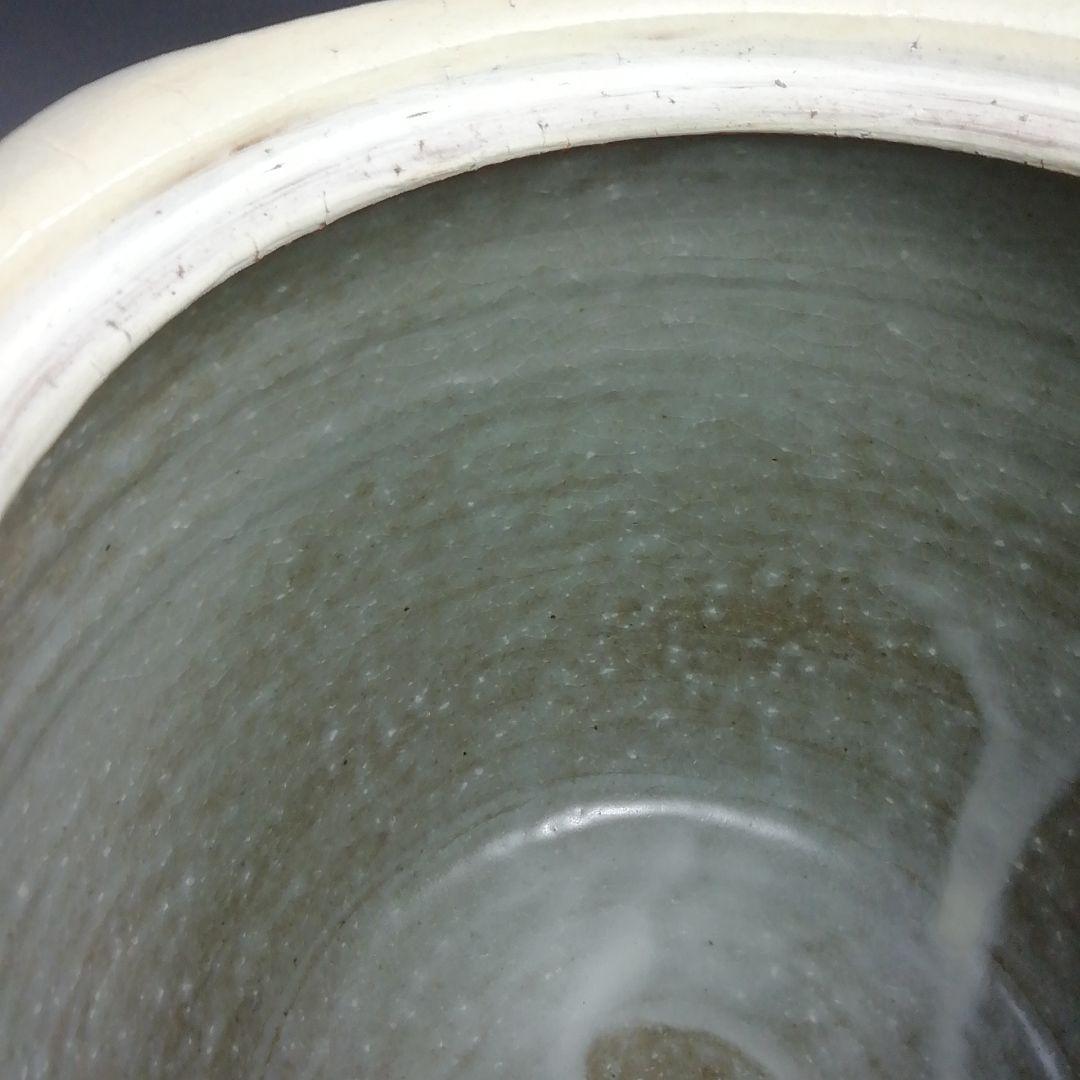 Ｓ８０７　水指　『窯変面取　水指』『安田道雄』　共箱　茶道具