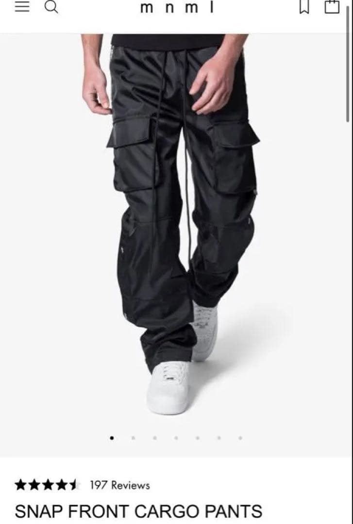 Mnml スナップフロントカーゴパンツ ブラック　31