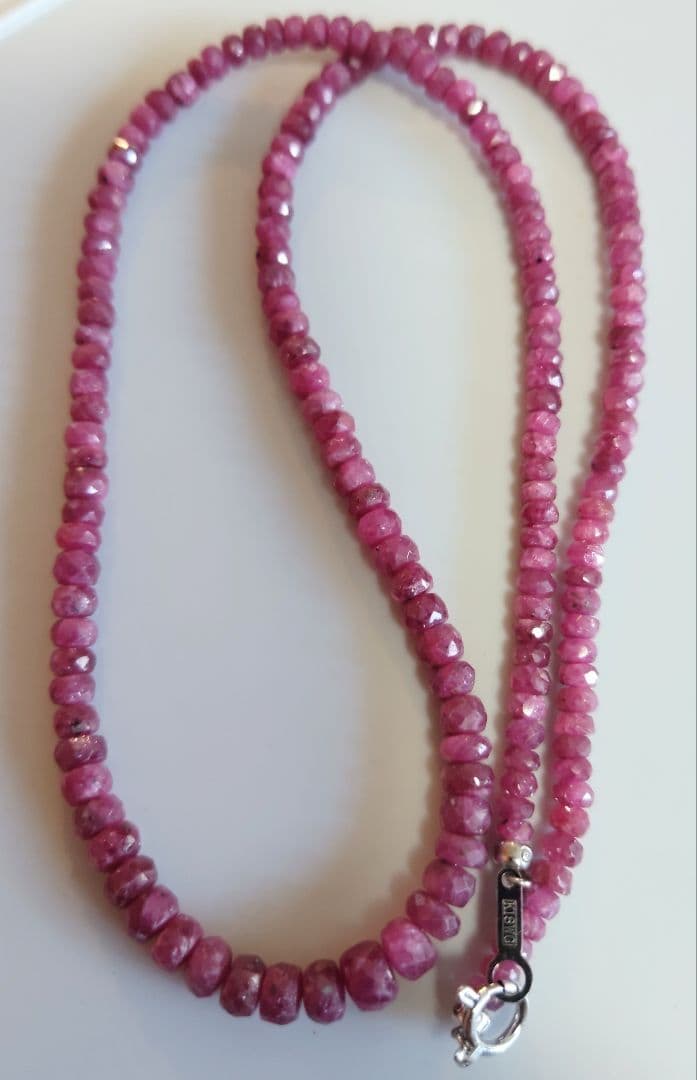 k18WG 天然ルビー ネックレス 13.5g