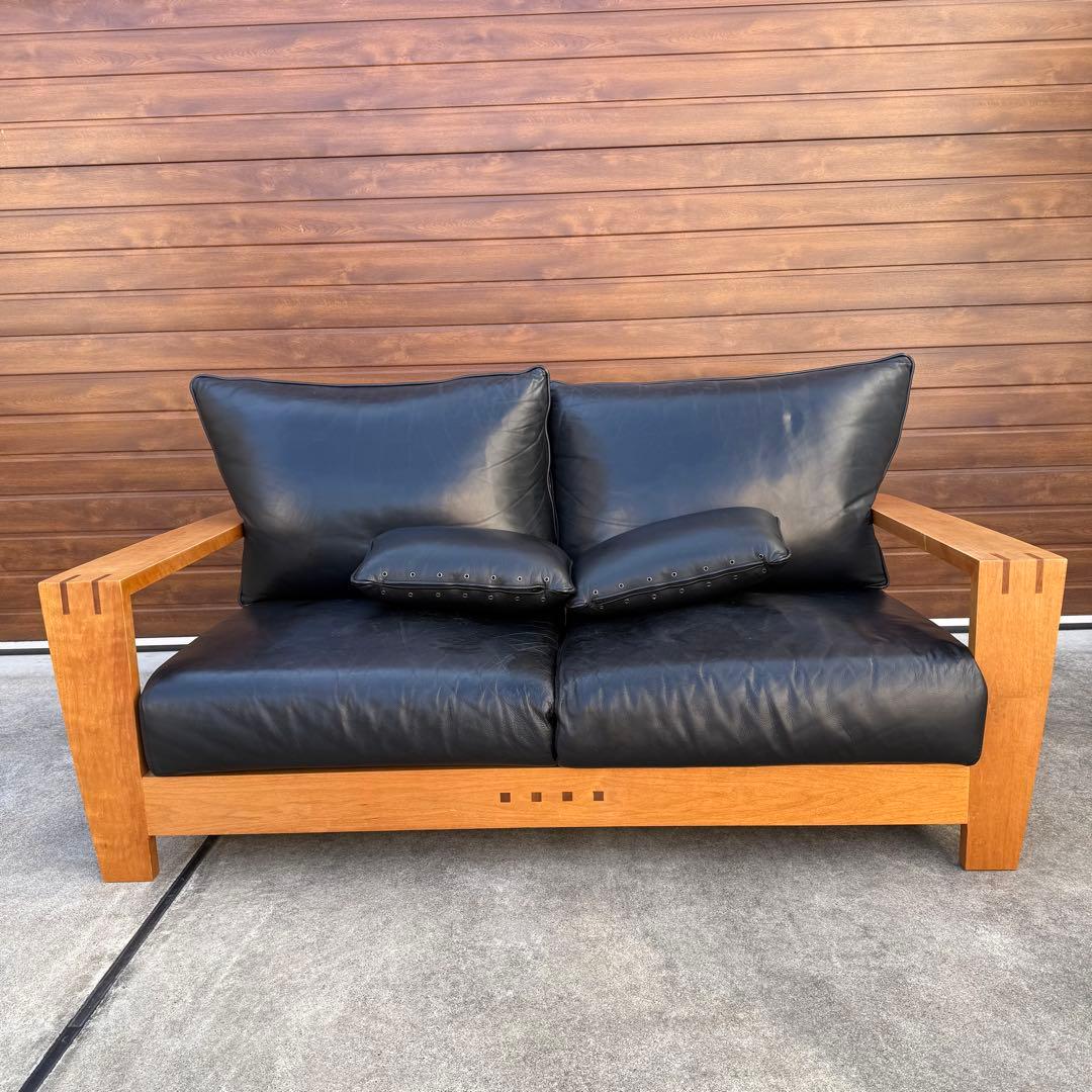 ACTUS BOSCO ソファ 黒レザー ウォールナット 購入価格28万
