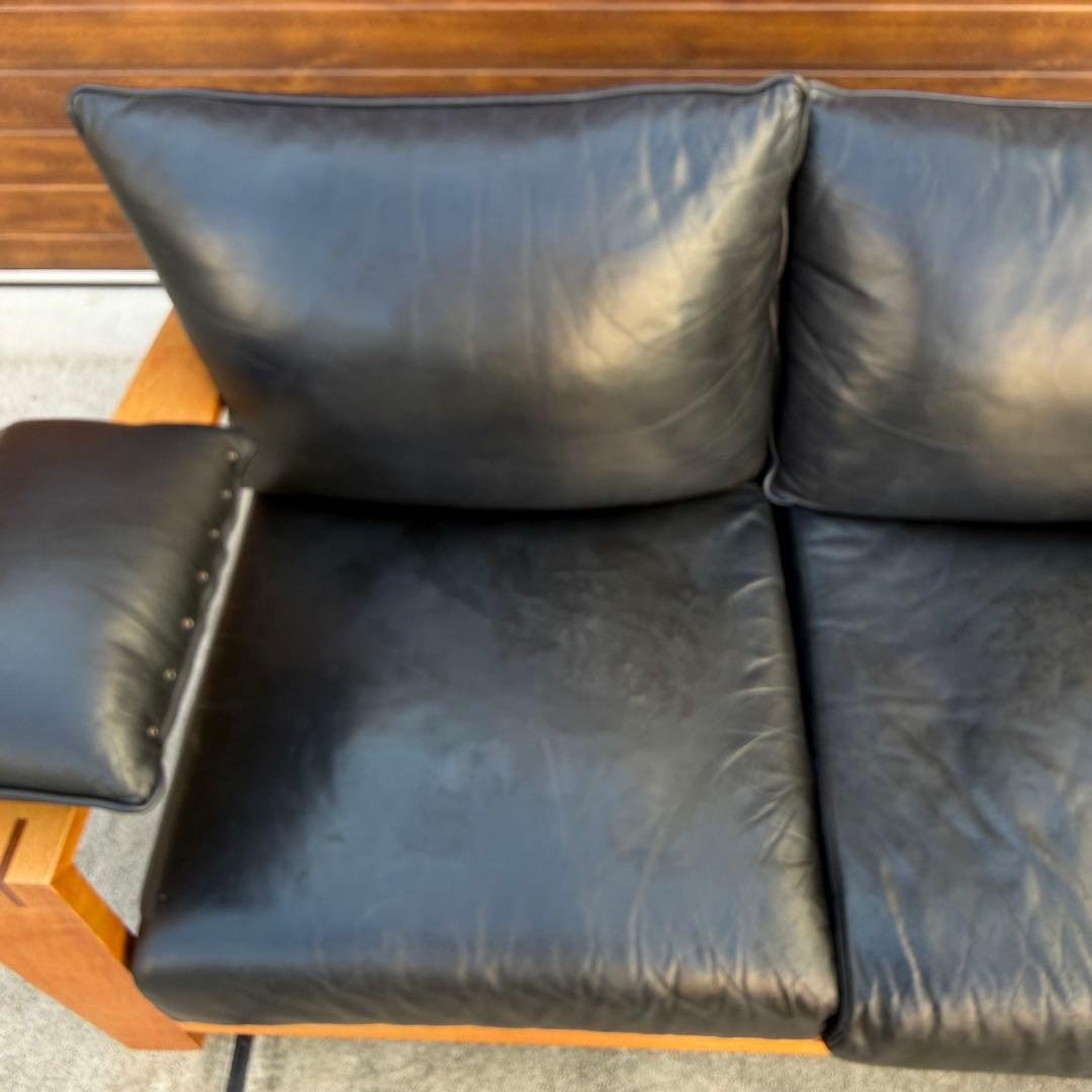 ACTUS BOSCO ソファ 黒レザー ウォールナット 購入価格28万