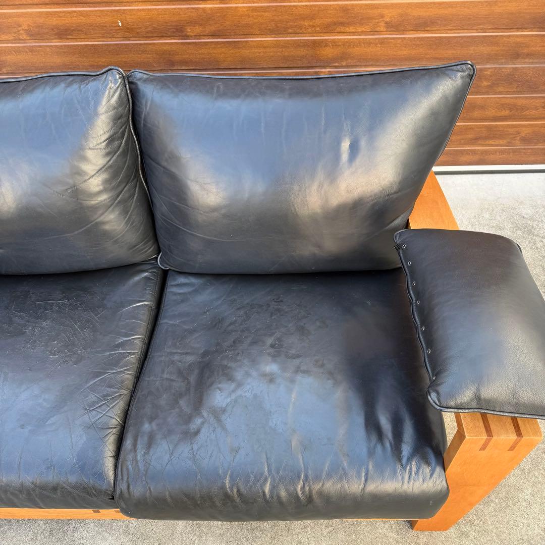 ACTUS BOSCO ソファ 黒レザー ウォールナット 購入価格28万