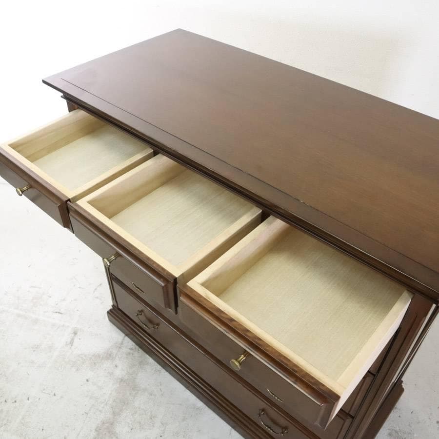 値下府中家具 整理箪笥 5段 ワイドチェスト クラシック調 府中家具工業協同組合